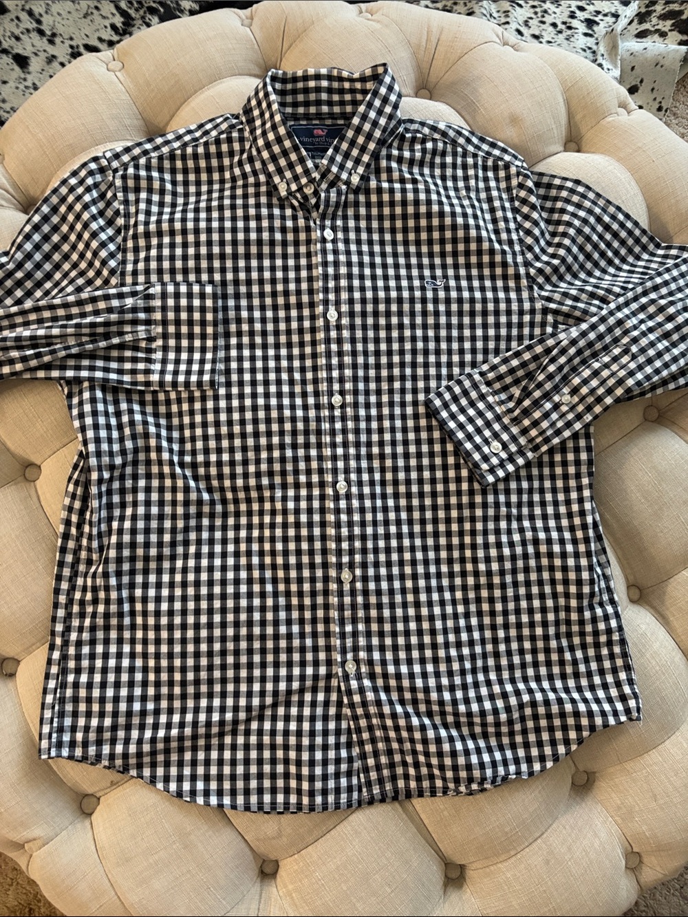 Vineyard Vines Black and White Gingham Slim Fit Button-Down Shirt
